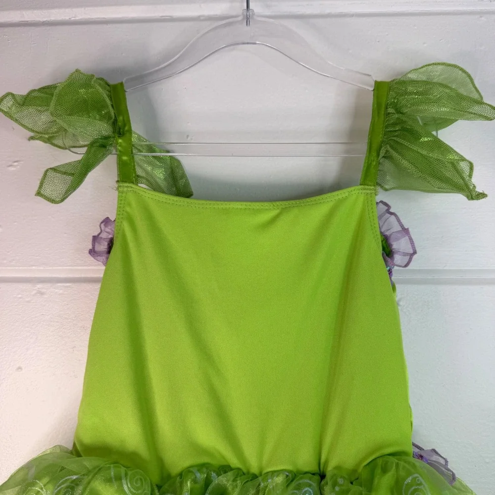 DISNEY‎ Tinker Bell Costume Size 7/8 Green Fairy Dress Tule